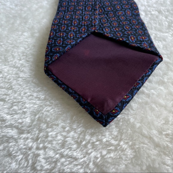 Polo by Ralph Lauren Black Blue and Red Geometric Tile Printed Textured Neck Tie - Picture 11 of 12